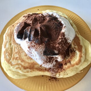 コーヒーゼリーココアがけパンケーキ